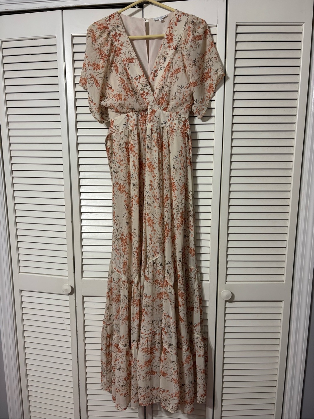 Baltic Born Floral Wrap Maxi Dress in Ivory and Rust